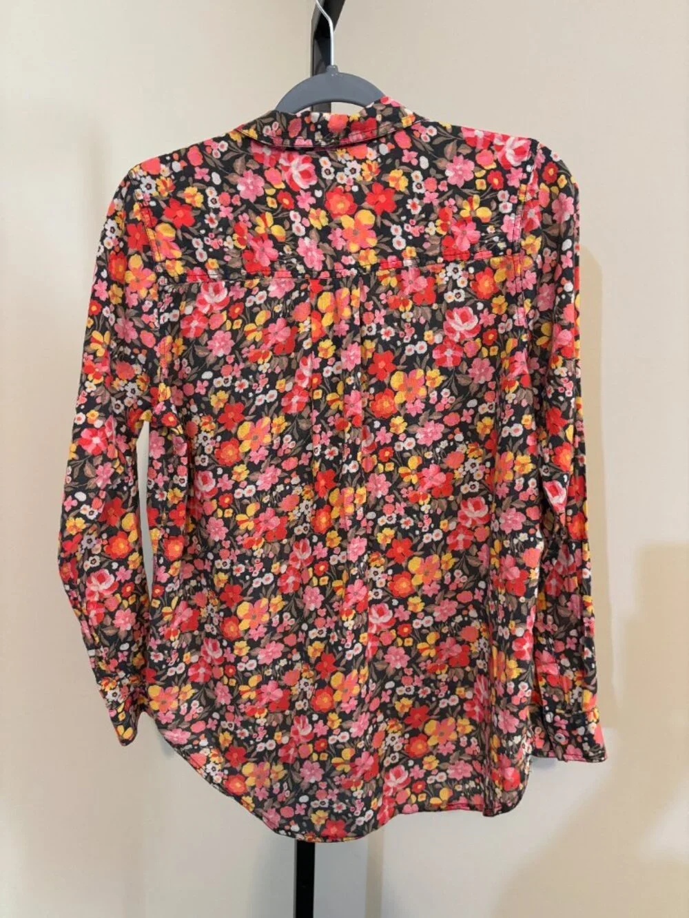 Sundance 100% Cotton Pink Floral Long Sleeve Button Front Blouse
